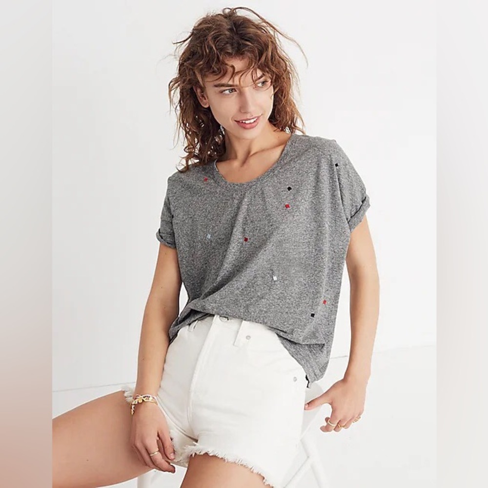 Madewell Women’s Embroidered U-Neck Tee